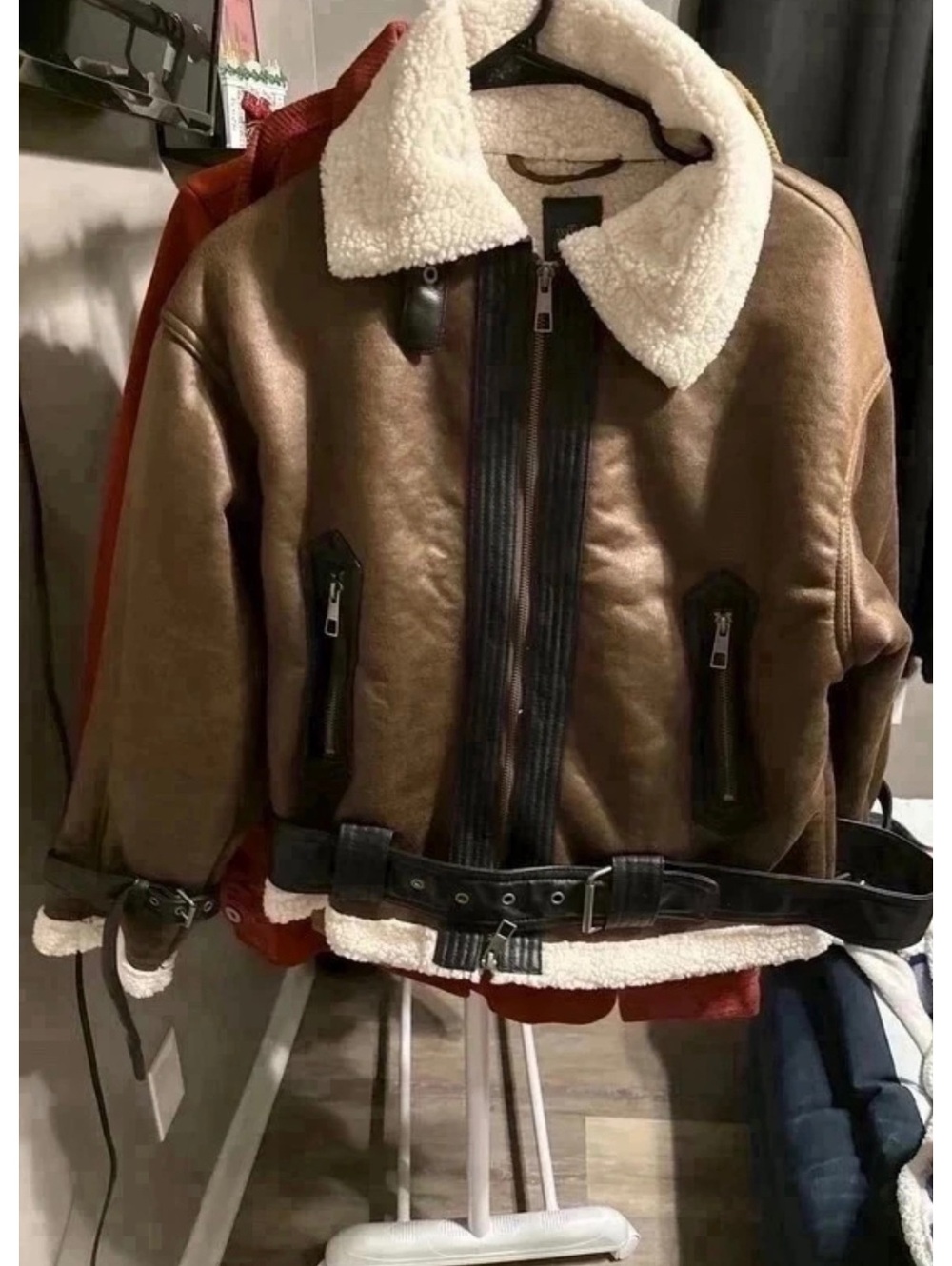 NEW women’s faux shearling aviator jacket